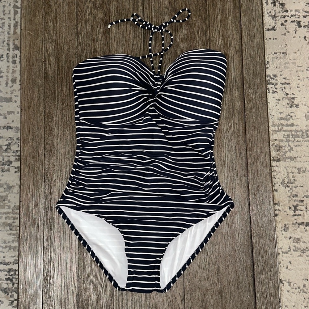 TOMMY HILFIGER Striped Halterneck One-Piece Swimsuit